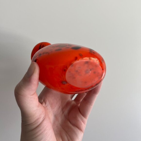 Vintage Hand Blown Orange, Gold, and Black Speckled Glass Bud Vase - Picture 6 of 8